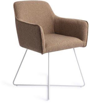 Eetkamerstoel 'Hofu' Cross White, kleur French Toast