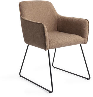 Eetkamerstoel 'Hofu' Slide Black, kleur French Toast