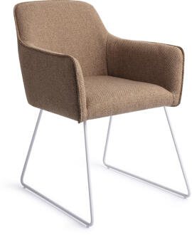 Eetkamerstoel 'Hofu' Slide White, kleur French Toast