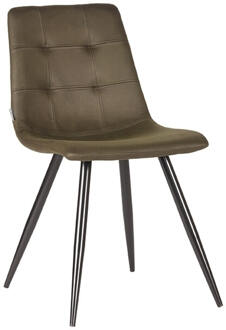 Eetkamerstoel Jay - Army Microvezel - Zwart Metaal Groen