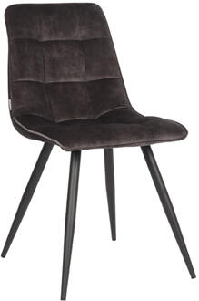 Eetkamerstoel Jelt - Antraciet Velours - Zwart Metaal Grijs