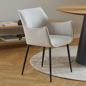 Eetkamerstoel 'Jestin' Structuurstof, kleur Beige