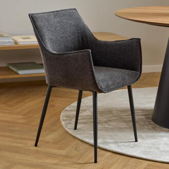 Eetkamerstoel 'Jestin' Structuurstof, kleur Donkergrijs