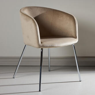 Eetkamerstoel 'Karna' Velvet, kleur Beige/Zilver Beige / Zilver