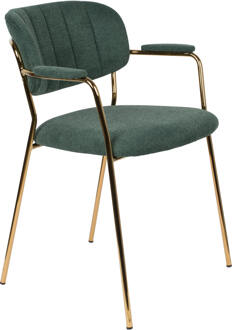 Eetkamerstoel 'Kolten' met armleuning, kleur Goud/Donkergroen
