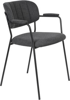 Eetkamerstoel 'Kolten' met armleuning, kleur Zwart/Donkergrijs