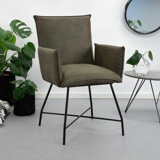 Eetkamerstoel 'Kostas' met armleuning, kleur groen