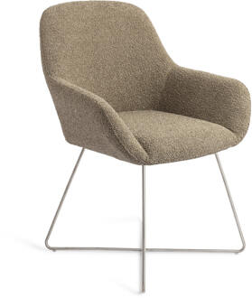 Eetkamerstoel 'Kushi' Cross Steel, kleur Moss Meadow