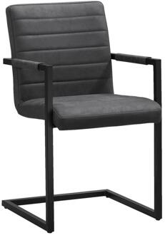 Eetkamerstoel Lizzy - Met Armleuningen - Antraciet - Metaal/Polyester - Grijs