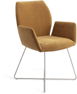 Eetkamerstoel 'Misaki' Cross Steel, kleur Honey Harvest