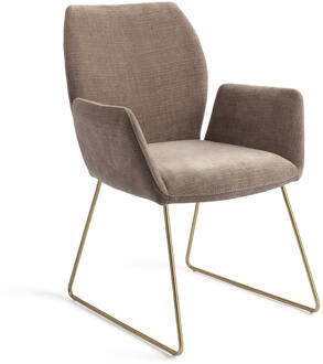 Eetkamerstoel 'Misaki' Slide Gold, kleur Mocha Mist