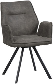 Eetkamerstoel Raffy Met Armleuning - Antraciet - Stof - Grijs - 190x135x0.03 Cm