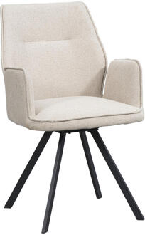 Eetkamerstoel Raffy Met Armleuning - - Stof - Beige - 62x56x92 Cm