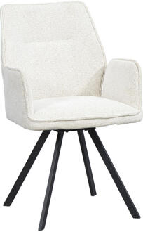 Eetkamerstoel Raffy Met Armleuning - - Stof - Crème - 58x62x92 Cm