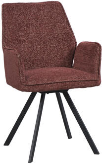 Eetkamerstoel Raffy Met Armleuning - Wijn - Stof - Rood - 62x56x92 Cm