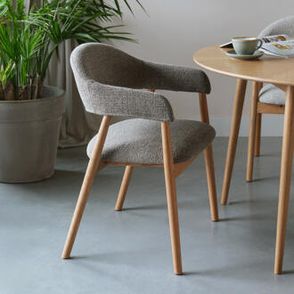 Eetkamerstoel 'Shenae' Bouclé, kleur Donkerbruin