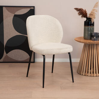 Eetkamerstoel 'Sophia' Bouclé, kleur Crème