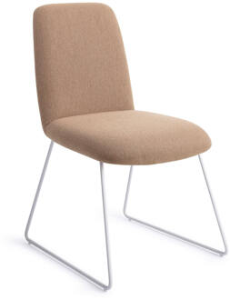 Eetkamerstoel 'Taiwa' Slide White, kleur Whisper Wheat