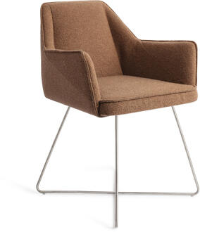 Eetkamerstoel 'Tome' Cross Steel, kleur Cinnamon Bun