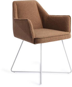 Eetkamerstoel 'Tome' Cross White, kleur Cinnamon Bun