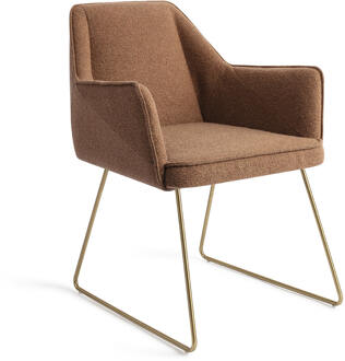Eetkamerstoel 'Tome' Slide Gold, kleur Cinnamon Bun