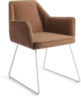 Eetkamerstoel 'Tome' Slide White, kleur Cinnamon Bun