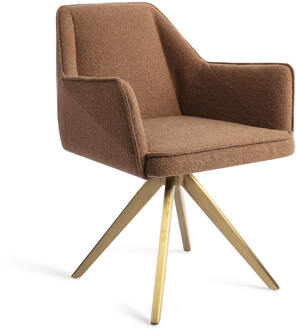 Eetkamerstoel 'Tome' Turn Gold, Draaibaar, kleur Cinnamon Bun