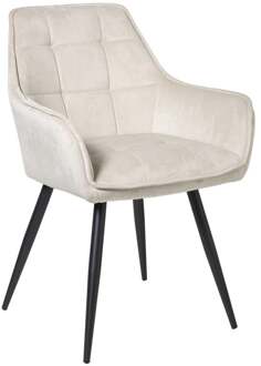 Eetkamerstoel velvet met armleuning - beige - 87x56.5x43 cm