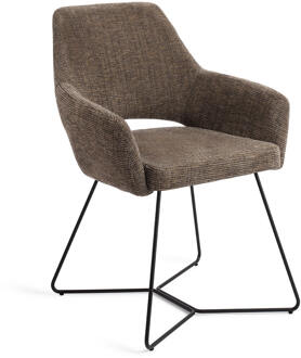 Eetkamerstoel 'Yanai' Beehive Black, kleur Checked Chestnut