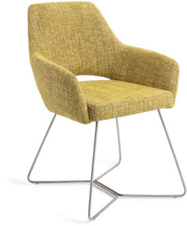 Eetkamerstoel 'Yanai' Beehive Steel, kleur Lemon Lines