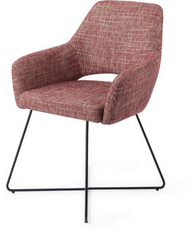 Eetkamerstoel 'Yanai' Cross Black, kleur Berry Bars