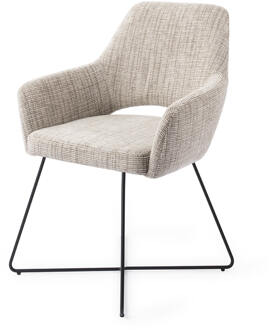 Eetkamerstoel 'Yanai' Cross Black, kleur Caramel Grid