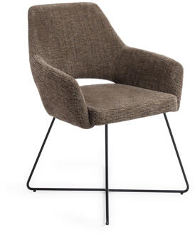 Eetkamerstoel 'Yanai' Cross Black, kleur Checked Chestnut