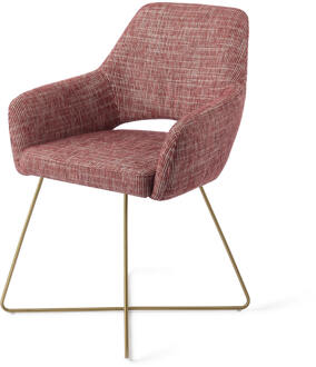 Eetkamerstoel 'Yanai' Cross Gold, kleur Berry Bars