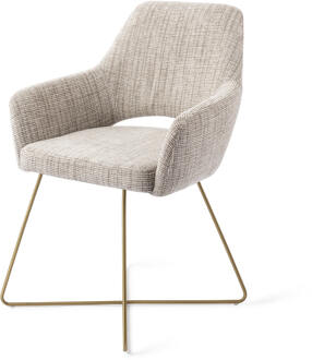 Eetkamerstoel 'Yanai' Cross Gold, kleur Caramel Grid
