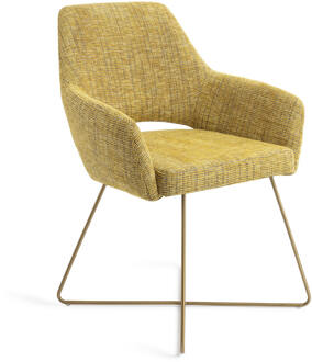Eetkamerstoel 'Yanai' Cross Gold, kleur Lemon Lines