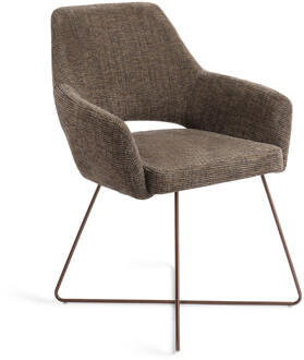 Eetkamerstoel 'Yanai' Cross Rose, kleur Checked Chestnut