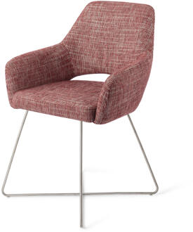Eetkamerstoel 'Yanai' Cross Steel, kleur Berry Bars