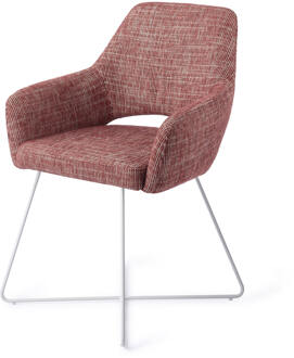 Eetkamerstoel 'Yanai' Cross White, kleur Berry Bars