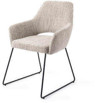 Eetkamerstoel 'Yanai' Slide Black, kleur Caramel Grid