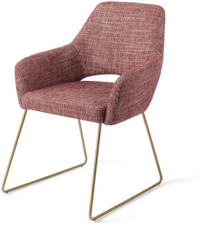 Eetkamerstoel 'Yanai' Slide Gold, kleur Berry Bars