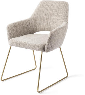 Eetkamerstoel 'Yanai' Slide Gold, kleur Caramel Grid