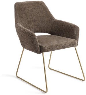 Eetkamerstoel 'Yanai' Slide Gold, kleur Checked Chestnut