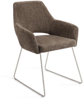 Eetkamerstoel 'Yanai' Slide Steel, kleur Checked Chestnut