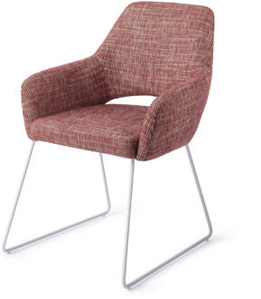 Eetkamerstoel 'Yanai' Slide White, kleur Berry Bars