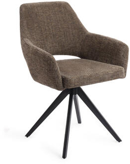 Eetkamerstoel 'Yanai' Turn Black, kleur Checked Chestnut