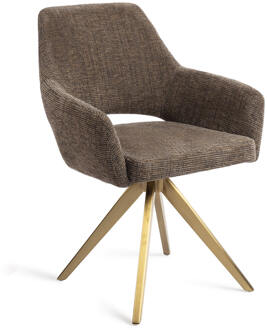 Eetkamerstoel 'Yanai' Turn Gold, kleur Checked Chestnut