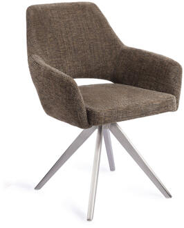 Eetkamerstoel 'Yanai' Turn Steel, kleur Checked Chestnut