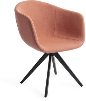Eetkamerstoel 'Yuni' Turn Black, Draaibaar, kleur Coral Crush