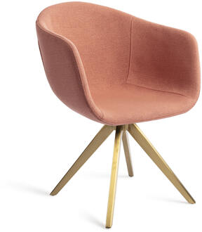 Eetkamerstoel 'Yuni' Turn Gold, Draaibaar, kleur Coral Crush